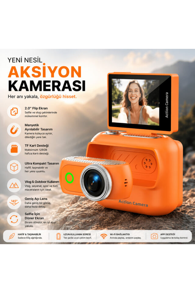 1080P Dijital Video Kamera 32GB Dijital Vlog Boyun Askılık Fotoğraf Makinesi Türkçe Yeni Ürün